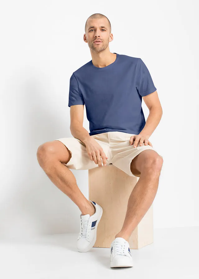 Camiseta (5 unidades) Blanco + gris jaspeado + azul medio + añil + azul oscuro